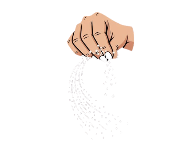 Safe Salt — a hand pinching salt with grains cascading